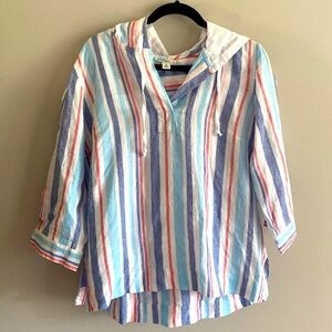 LL bean • 100% linen striped top